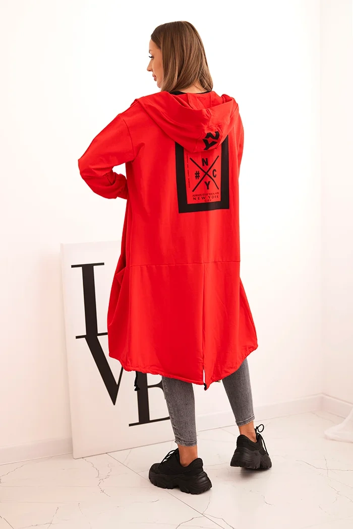 Übergroßer Umhang mit Kapuze rot