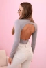 Damen-Bodysuit-Bluse mit langen Ärmeln und tiefem Ausschnitt fango