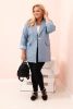 Kurtka damska Plus Size pikowana z kołnierzem i guzikiem jeansowa