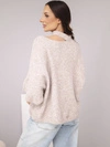 A sweater women's oversize with asymmetric neckline and turtleneck beige melange