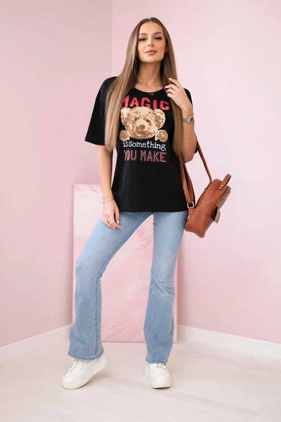 Magic bedruckte Bluse schwarz