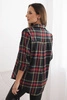 Women's plaid shirt with a longer back black