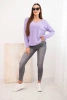 Sveter dámsky z viskózy s výstrihom do V svetlofialový