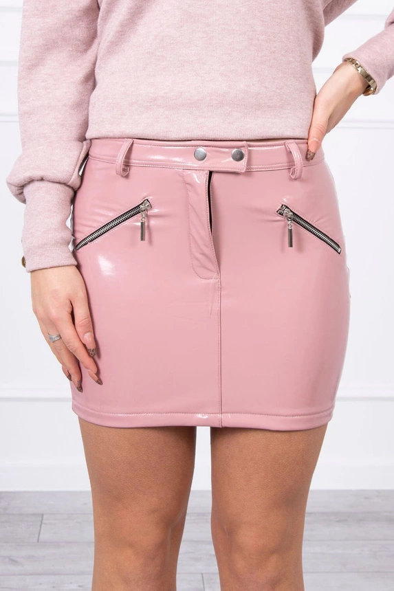 Skirt with decorative zippers dark pink