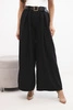 Women's wide-leg pants with a belt black