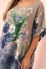 Women's cotton blouse with floral print and short sleeves fango