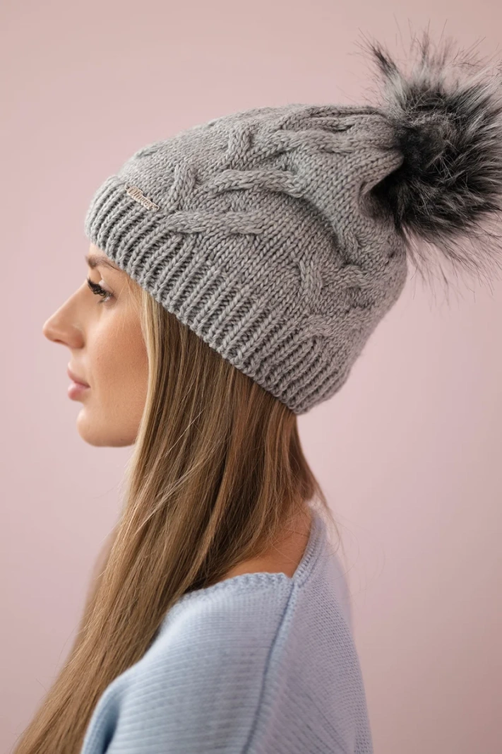 Cap with fleece Ela K242 light gray