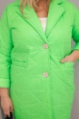 Kurtka damska Plus Size pikowana z ozdobnymi guzikami i kołnierzem zielony neon