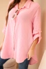 Cotton muslin shirt Plus Size candy pink