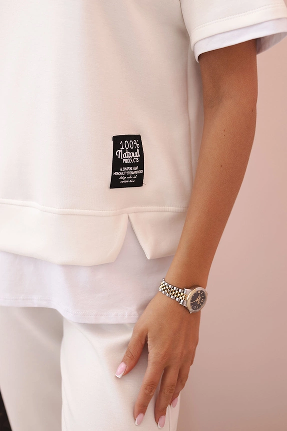 Women's butter set with short sleeves and pants ecru