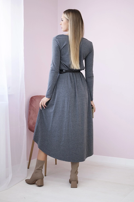 Kleid mit Ziergürtel und Schriftzug graphit