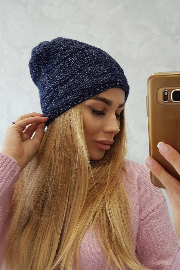 Cap with fleece Edyta K298 navy blue