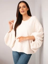 Oversize-Damenpullover mit Alpaka hellbeige