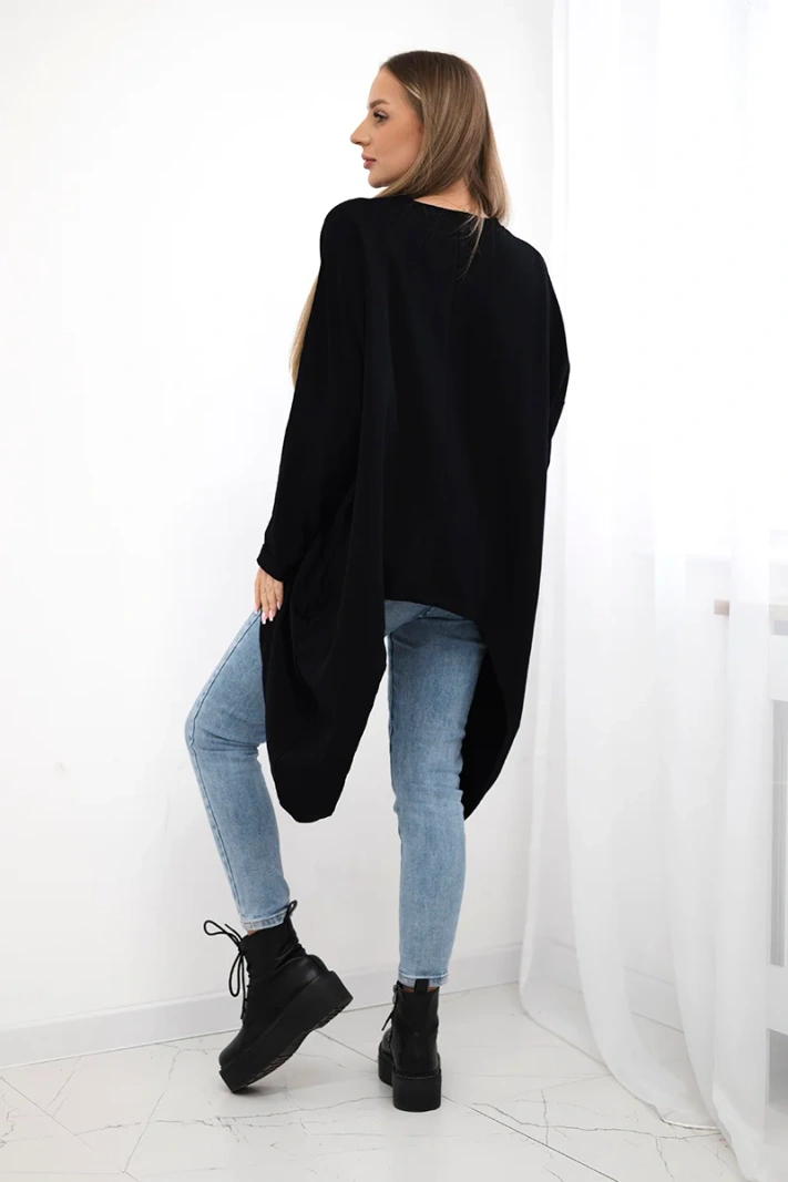 Blouse with print oversize black