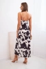 Women's satin dress with animal print straps black