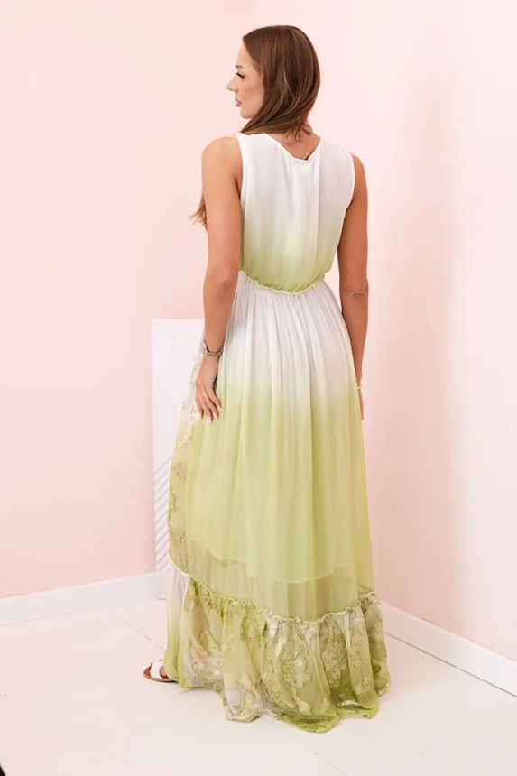 Women's viscose dress with embroidery olive