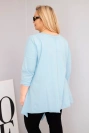 Dámská bavlněná blůza Plus Size s asymetrickým lemem a výřezy modrá