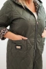 Plus Size women's winter quilted jacket with a leopard print lining and hood khaki