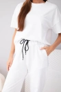 Women's cotton set short-sleeve top and sweatpants white