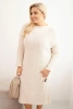 Sukňa pletená dámska Plus Size s moherom oversize s vreckom béžová