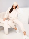 Damen Baumwollset mit Sweatshirt und Jogginghose beige