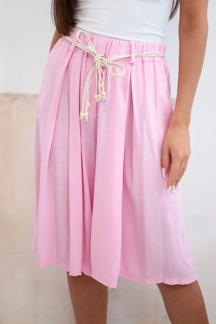Damen-Shorts aus Viskose mit Boho-Gürtel für den Sommer bonbonrosa