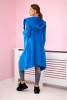 Long cardigan with hood mauve-blue
