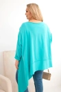 Dámska tunika Plus Size z bavlny s asymetrickým spodkom tyrkysová