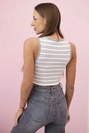 Women's cotton top with a neckline and gold accent gray