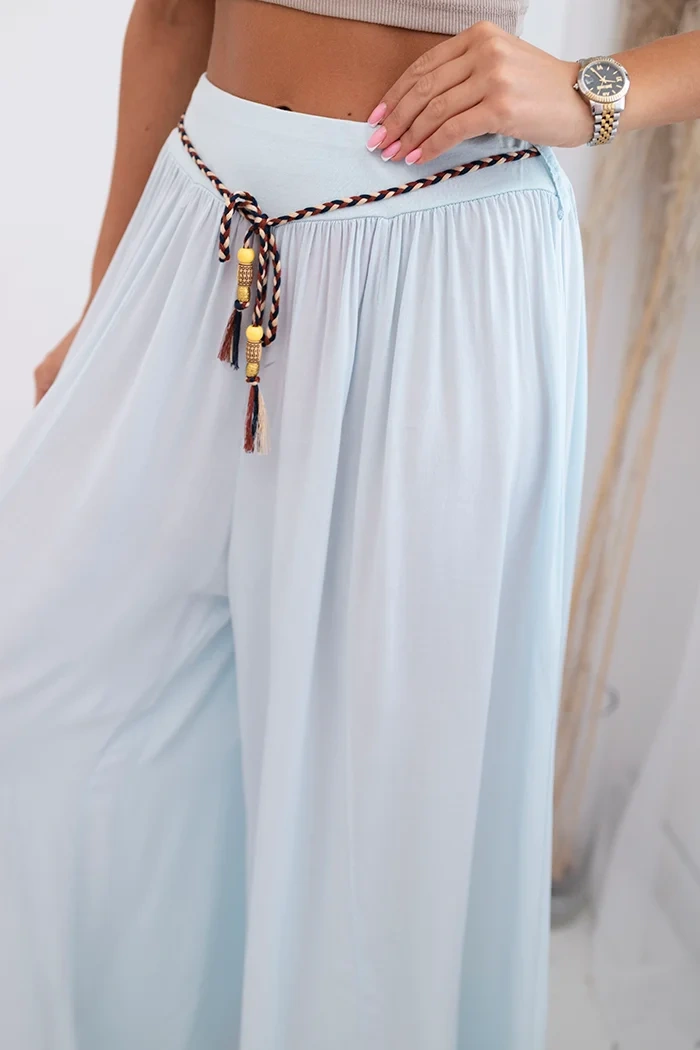 Damenhose aus Viskose mit weitem Bein blau