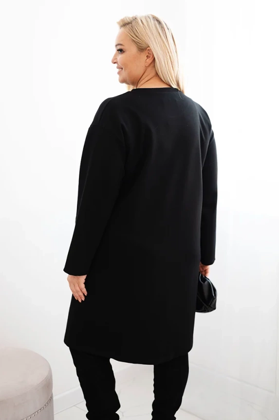 Dámská suknička Plus Size s ozdobným vsazením z flitrů černá