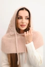 Women's hooded cap with tie and braided pattern white