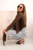 Women's suede jacket with fringes brown
