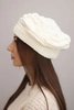 Women's winter wool hat with decorative crystals K399 ecru