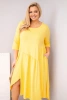 Women's cotton Plus Size dress with an asymmetrical hem yellow