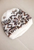 Women's winter wool hat with Norwegian pattern K354 ecru+rust