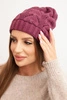 Women's winter hat with wool in structural weave K432 dark purple