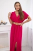 Long dress with a decorative belt fuchsia