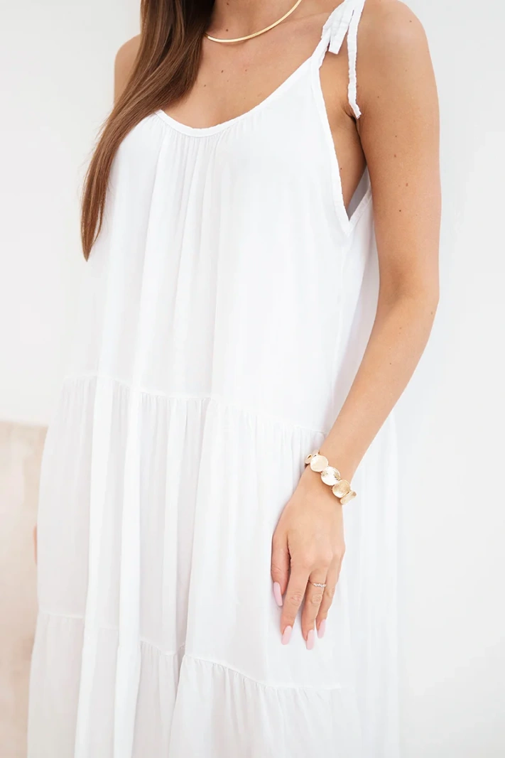Women's viscose dress with tied straps white