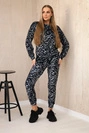 Velúrový set s leopardím vzorom čierna
