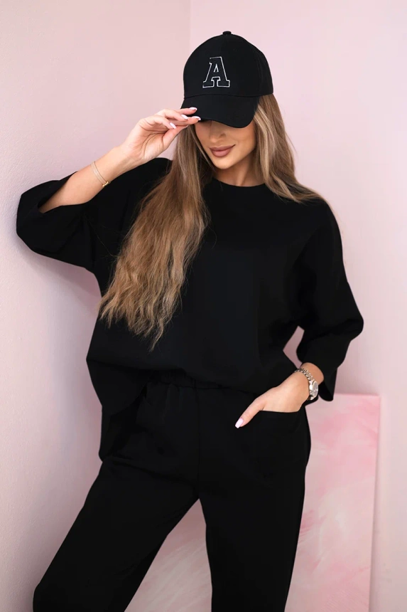 Set Sweatshirt + Hose butterweicher Stoff schwarz