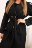 Women's coat tied at the waist with a collar black