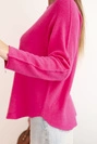 Damenpullover aus Viskose mit langen Ärmeln und Rundhalsausschnitt fuchsia