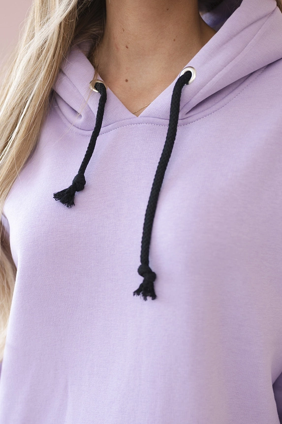 Dress with a hood and a slit on the side purple