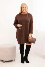 Plus Size women's dress butter with a pocket and 3/4 sleeve brown