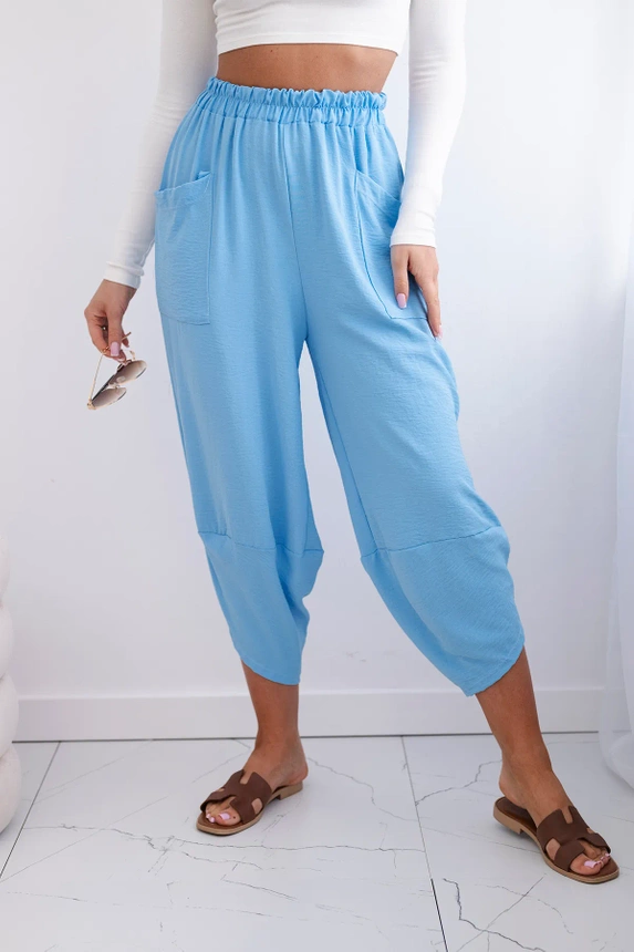 Trousers with wide leg and pockets blue