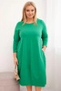 Dámska bavlnená sukňa Plus Size s vyhrnutými rukávmi a vreckami zelená