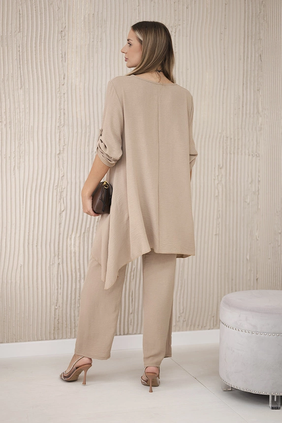 Set Bluse + Hose mit Anhänger Cappuccino