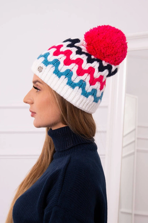 Women's cap Laila K283 white+fuchsia