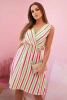Women's cotton dress with colorful stripes neon green